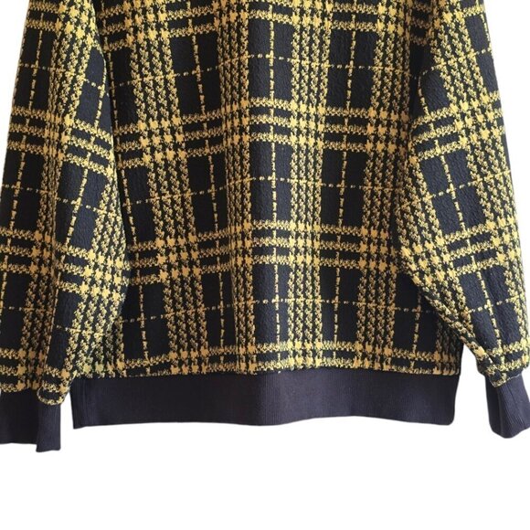 Who What Wear Black & Yellow Plaid Houndstooth Crew Neck Sweater Sz M - Picture 5 of 7